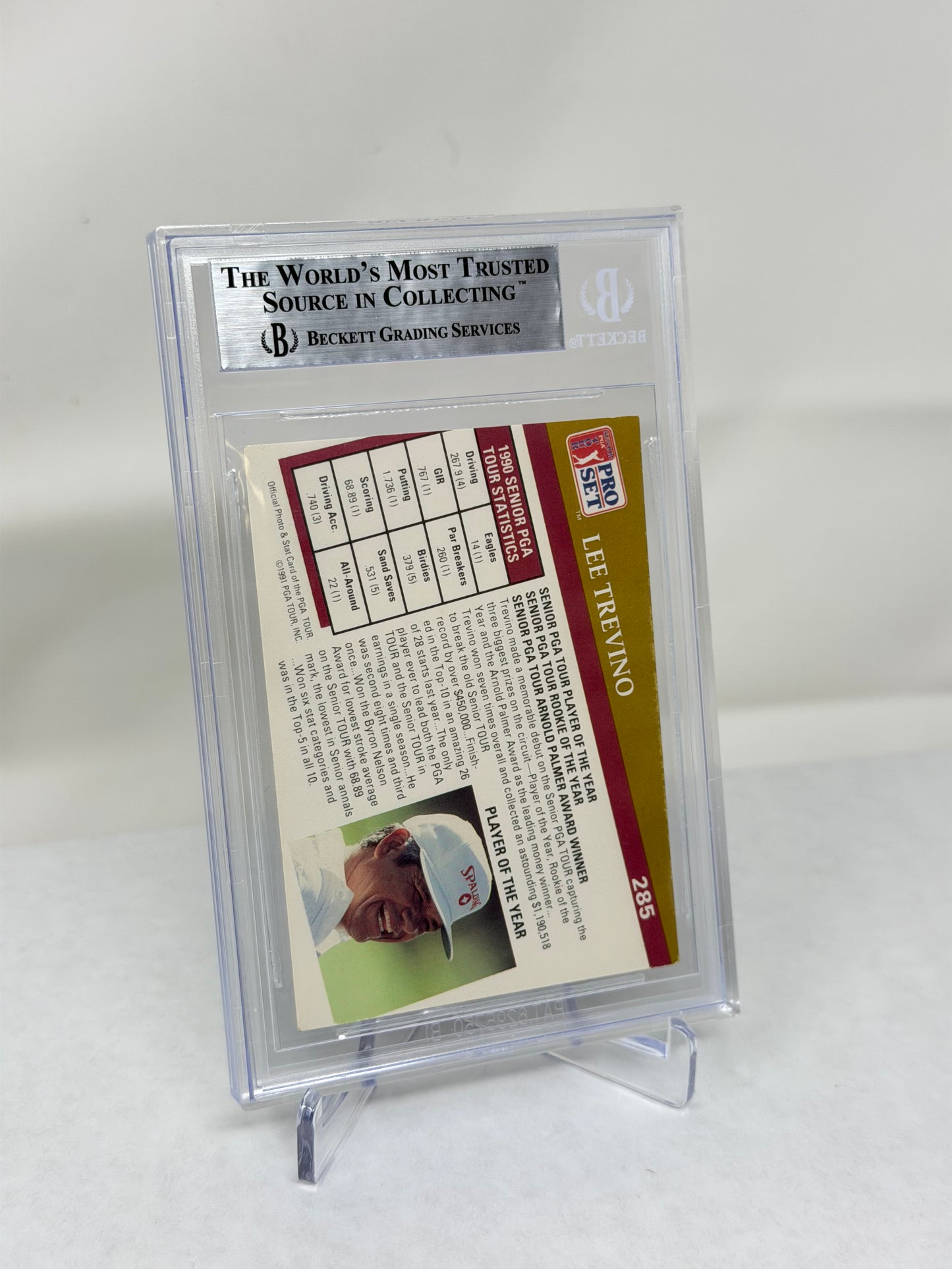 1991 Lee Trevino Pro Set #285 Signed Auto Beckett Slabbed 422