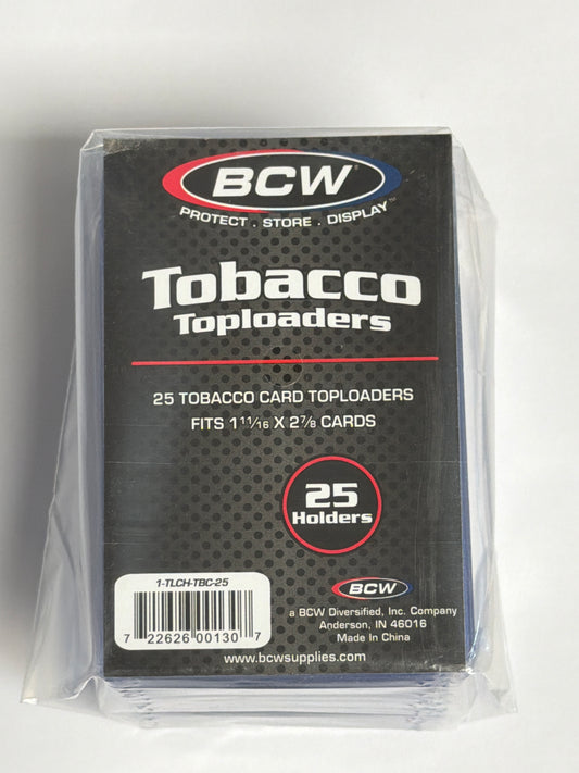 BCW Tobacco Toploaders - 25 Count - Fits 1 11/16” x 2 7/8” Cards