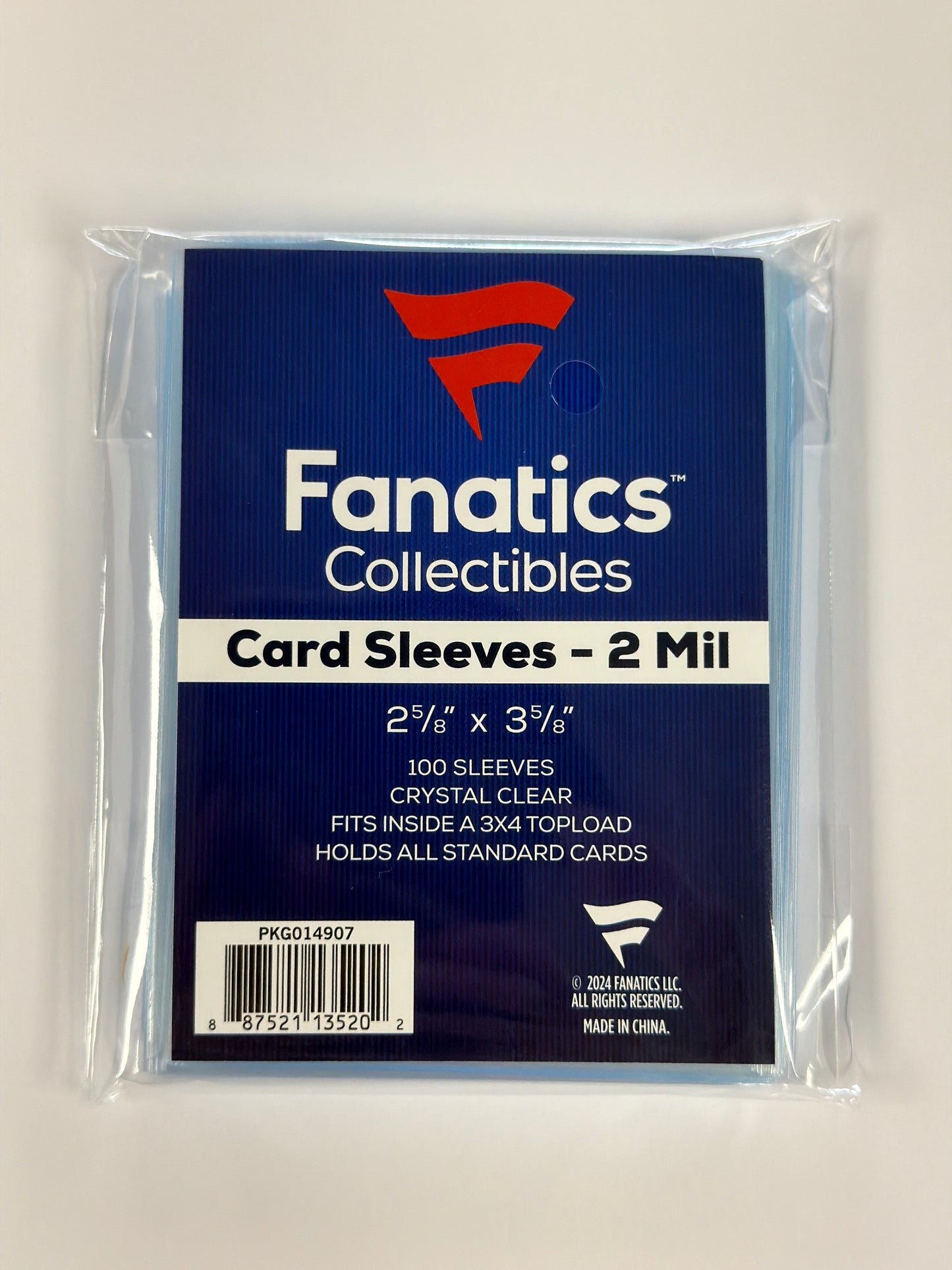 Fanatics Card Sleeves - 2 Mil. 2 5/8” x 3 5/8” 100 Sleeves