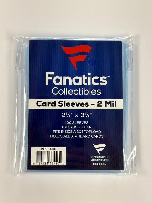 Fanatics Card Sleeves - 2 Mil. 2 5/8” x 3 5/8” 100 Sleeves