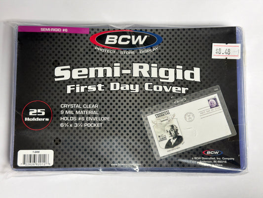 BCW Semi-Rigid First Day Cover - 25 Holders