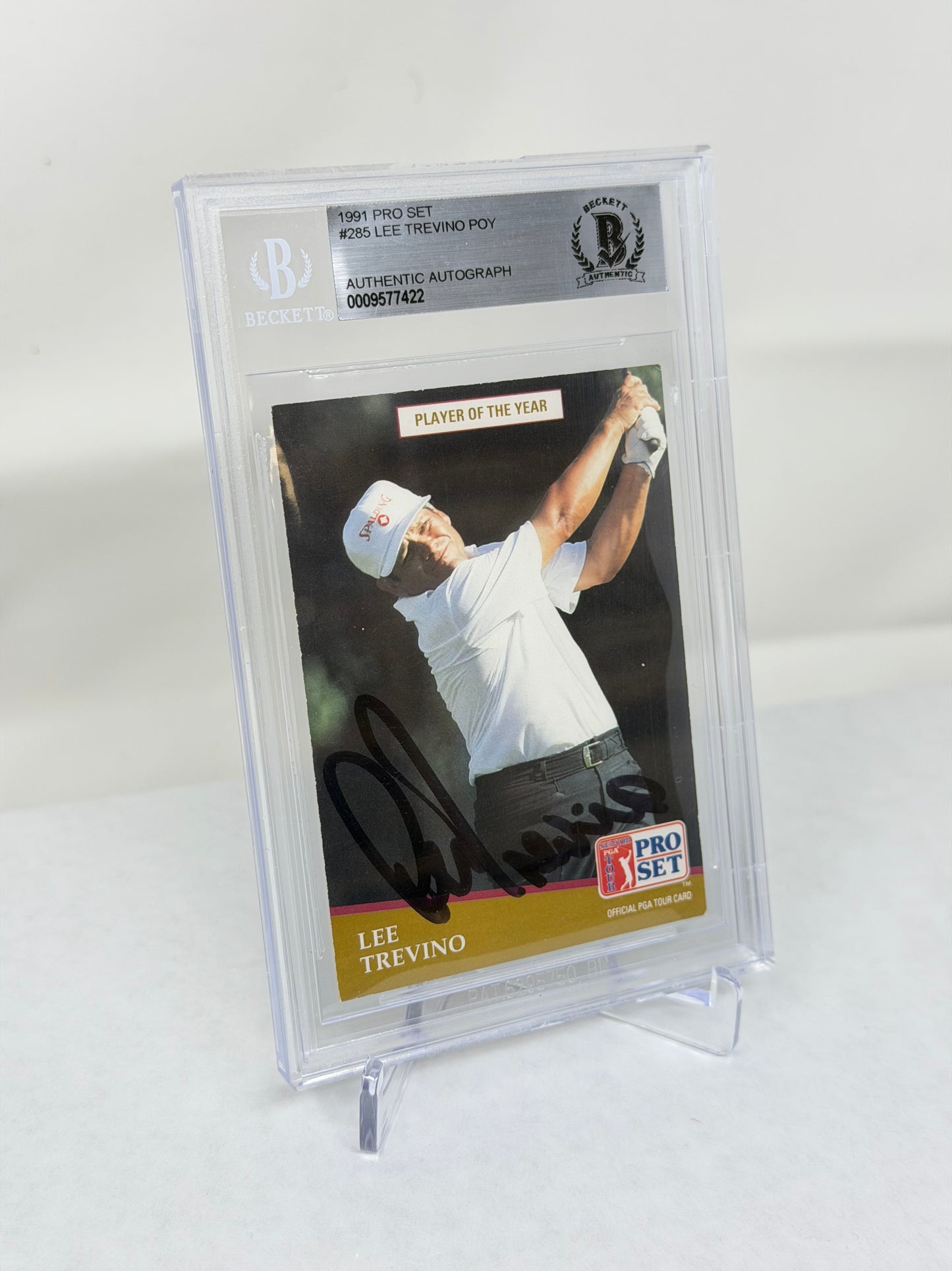 1991 Lee Trevino Pro Set #285 Signed Auto Beckett Slabbed 422