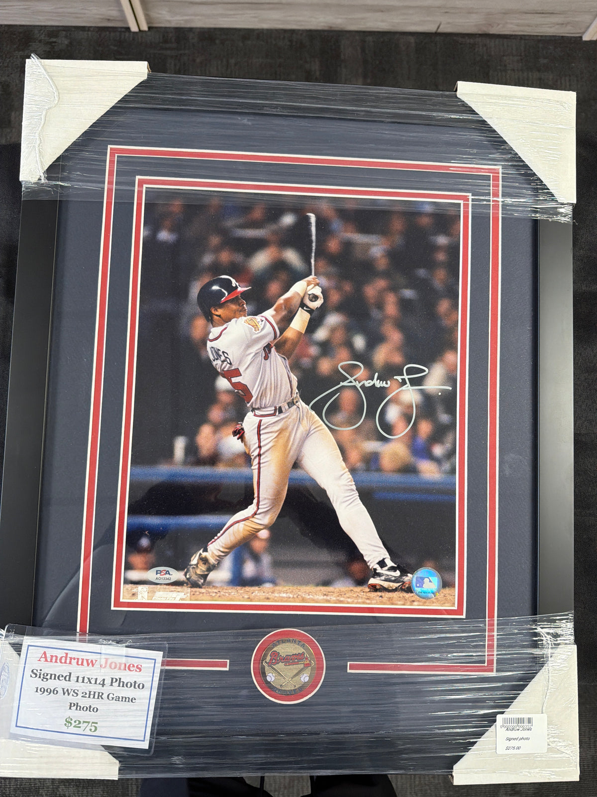 Andrew jones signed 11*14 96 Ws 2 HR game