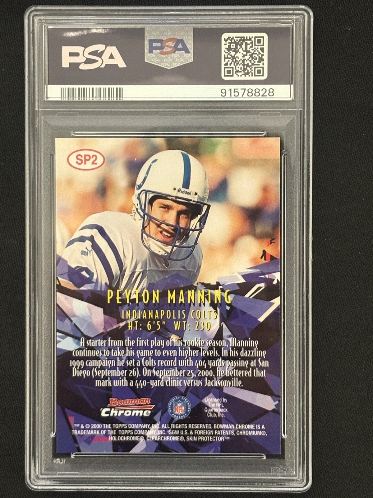 2000 Bowman Chrome #SP2 Peyton Manning Shattering Performers PSA 9 MT 828