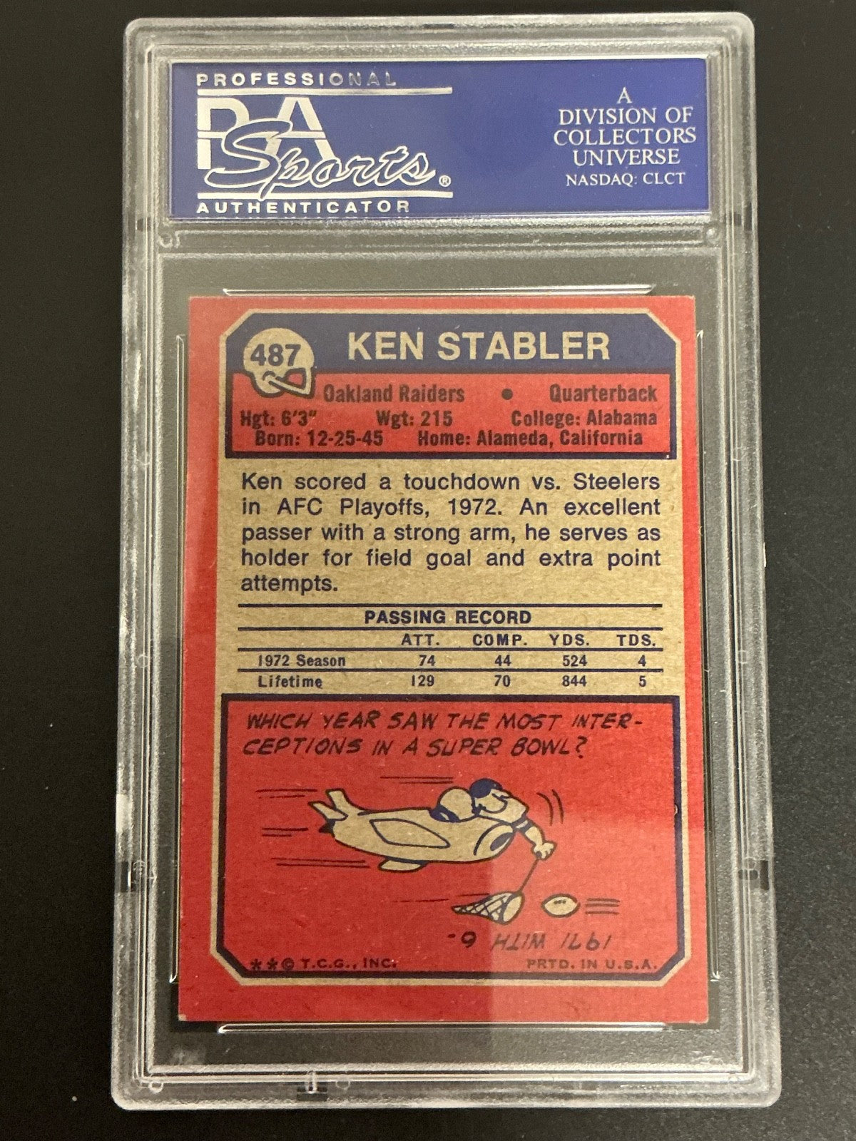 1973 Topps #487 Ken Stabler RC PSA 5 EX 094