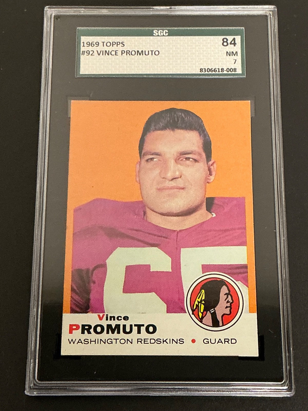 1969 Topps #92 Vince Promuto Redskins SGC 7 NM 008