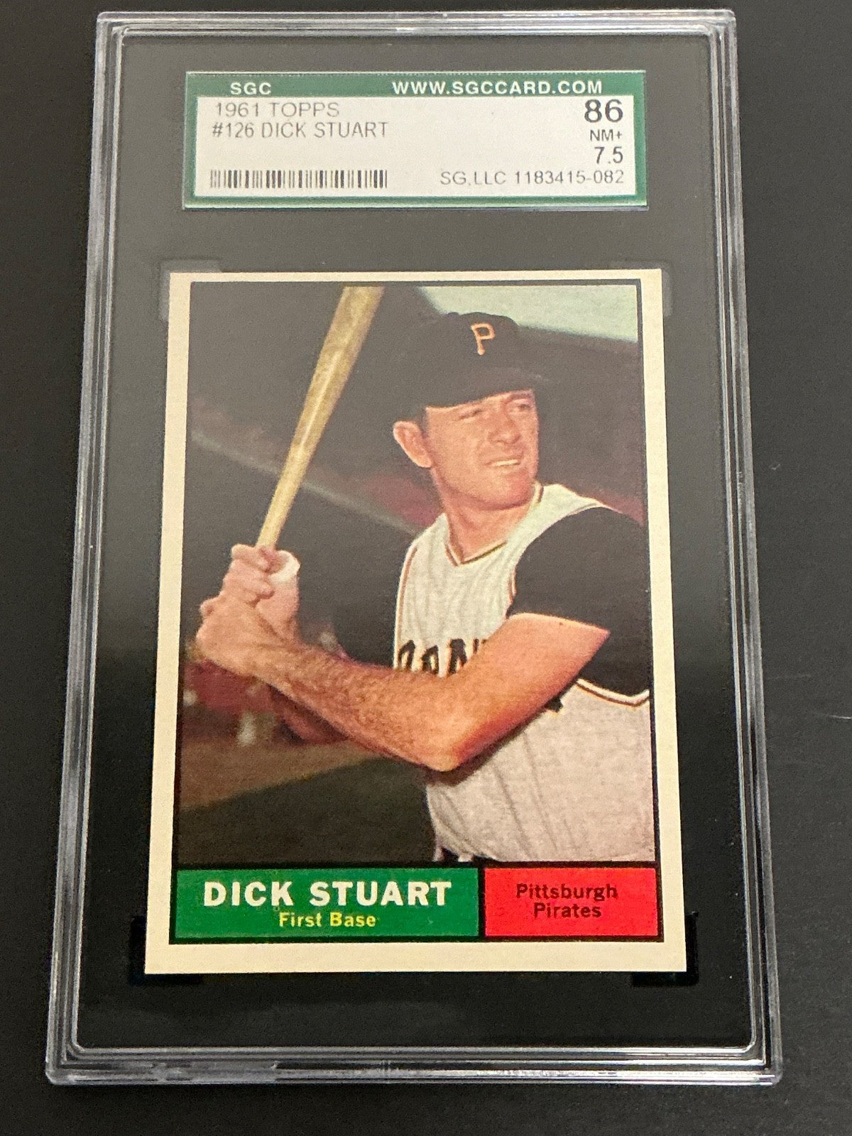 1961 Topps #126 Dick Stuart Pirates SGC 7.5 NM+ 082