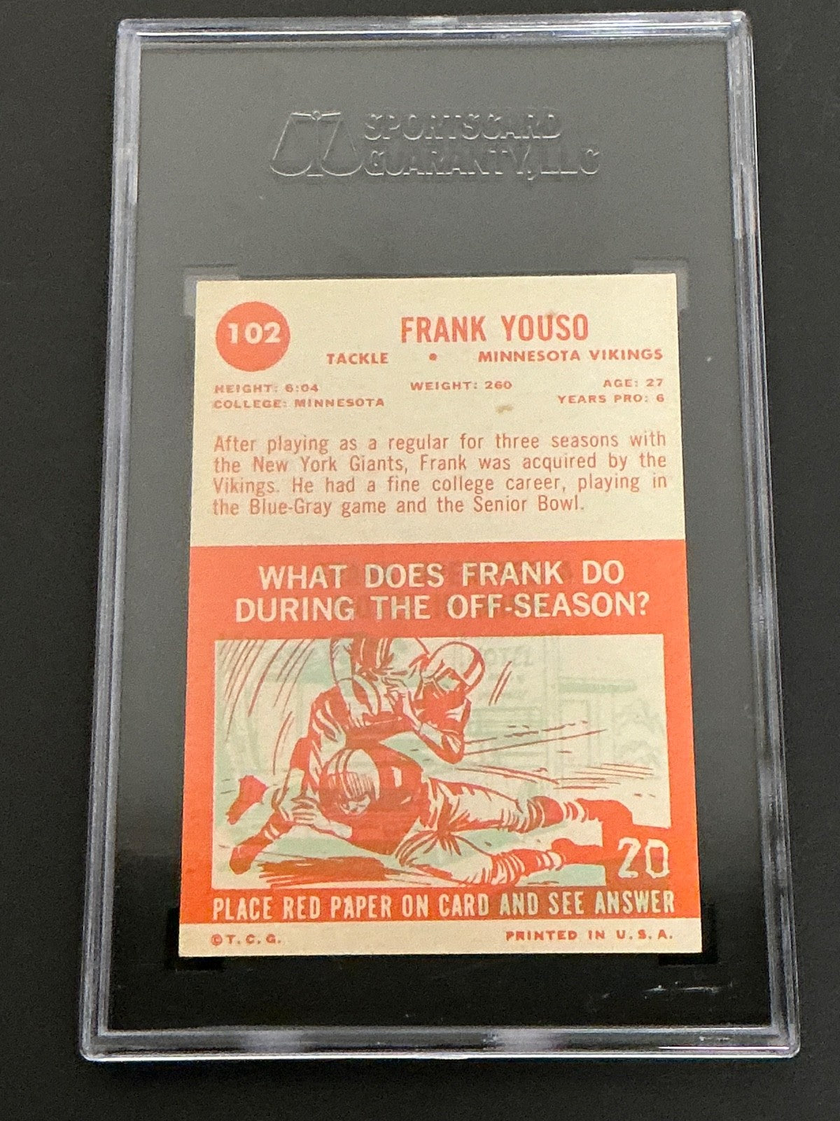 1963 Topps #102 Frank Youso Vikings SGC 6 EX/NM 030