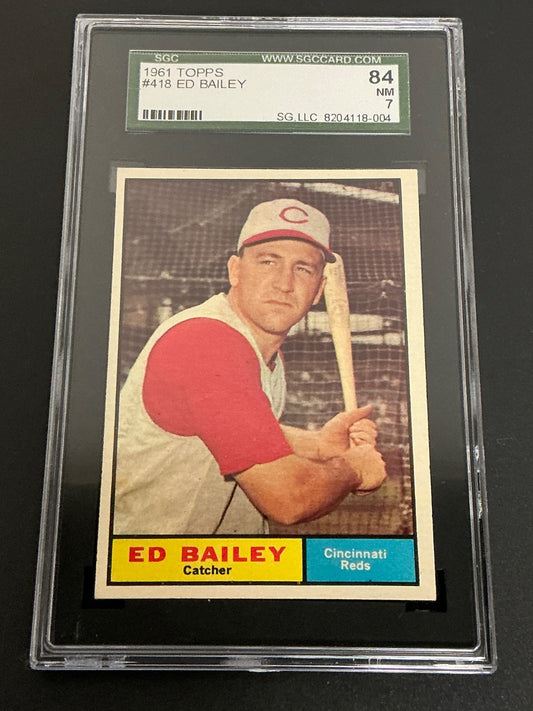 1961 Topps #418 Ed Bailey Reds SGC 7 NM 004
