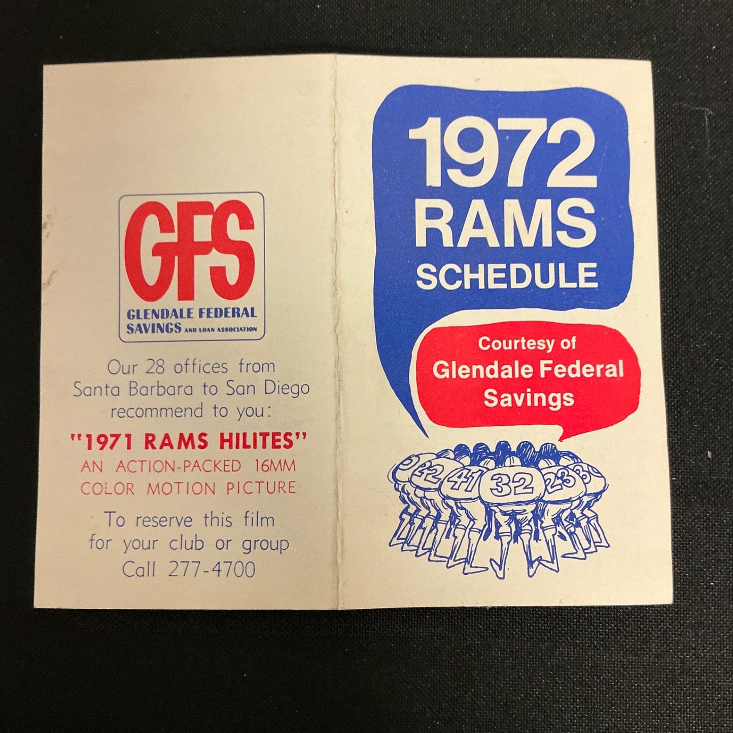 1972 Los Angeles Rams Football Pocket Schedule 