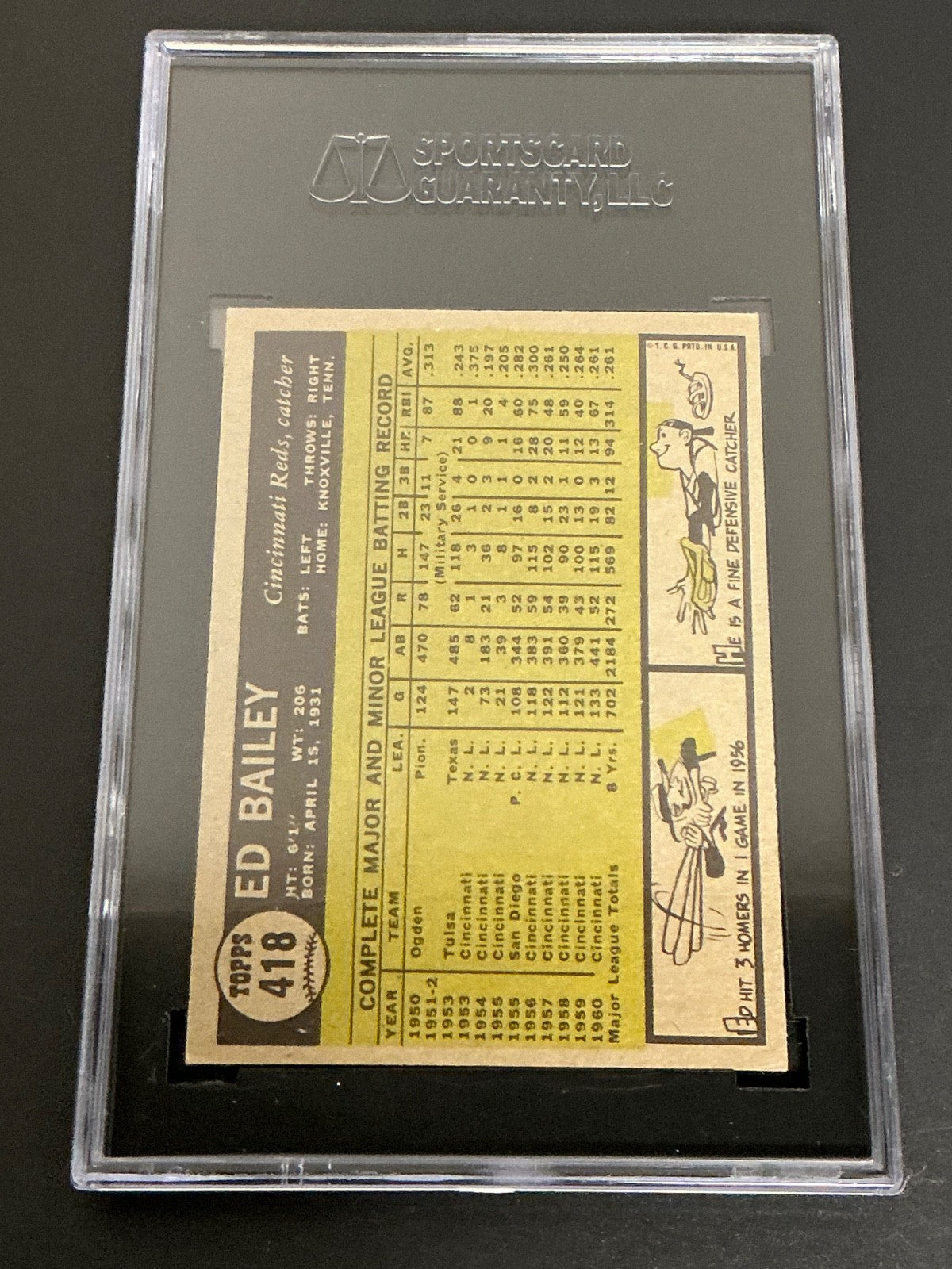 1961 Topps #418 Ed Bailey Reds SGC 7 NM 004