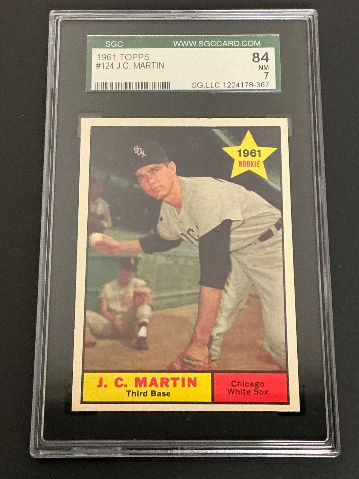 1961 Topps #124 J.C Martin RC White Sox SGC 7 NM 367