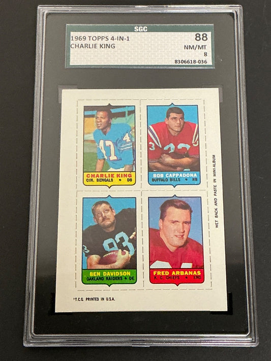 1969 Topps 4-in-1 Charlie King Ben Davidson RC SGC 8 NM/MT 036