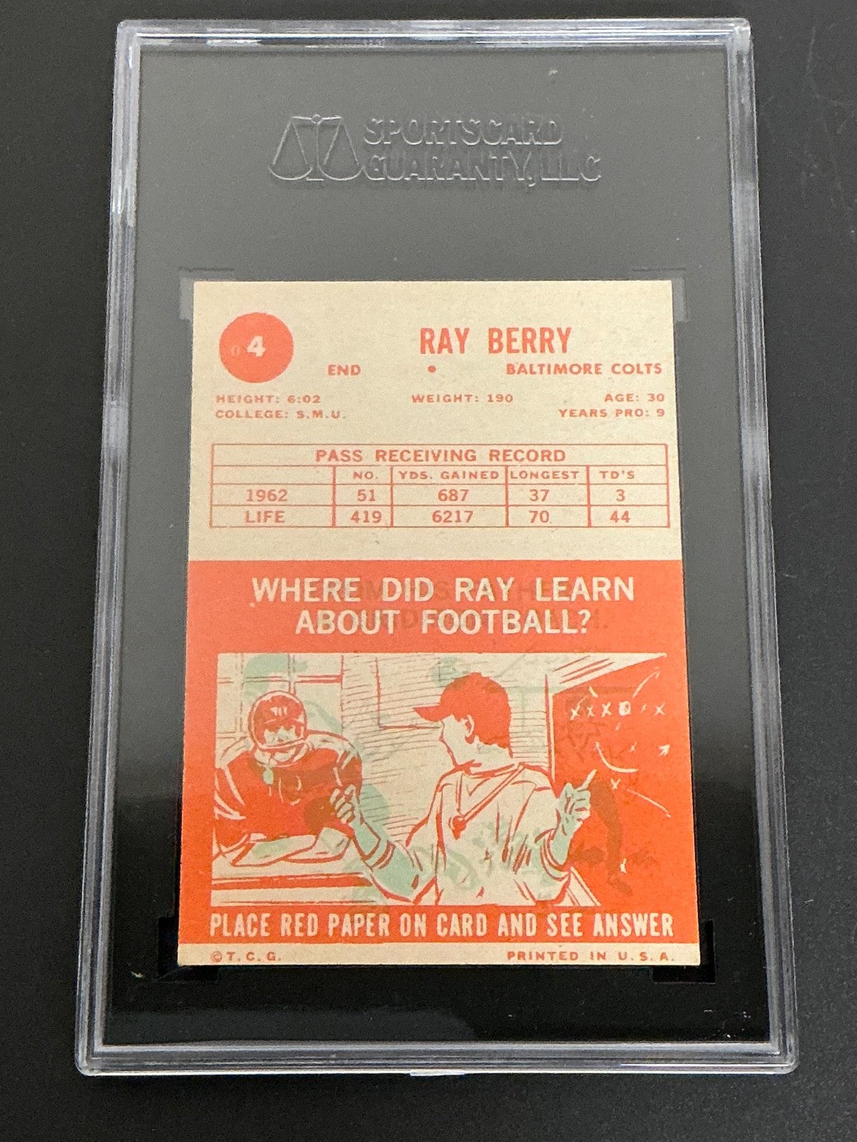 1963 Topps #4 Ray Berry Colts SGC 5.5 EX+ 003