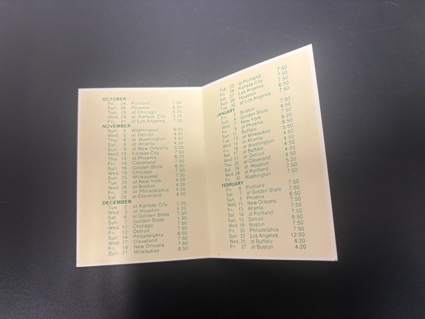 1975-1976 Seattle Supersonics NBA Basketball Pocket Schedule 