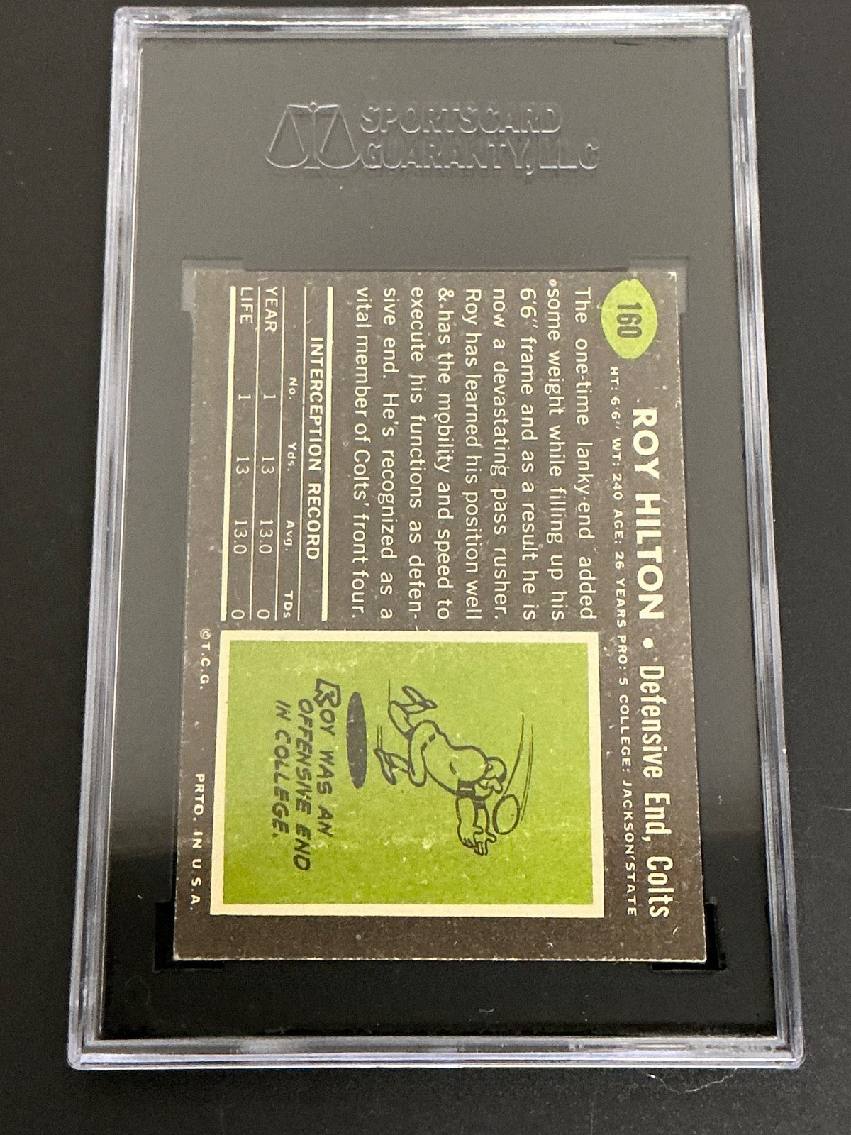 1969 Topps #160 Roy Hilton Colts SGC 7 NM 014