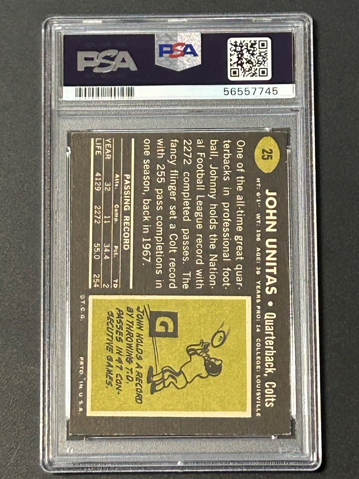 1969 Topps #25 Johnny Unitas PSA 5 EX 745