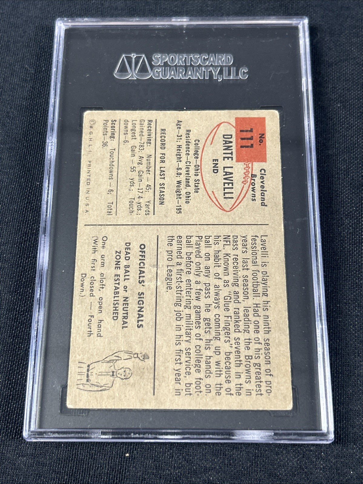 1954 Bowman #111 Dante Lavelli Cleveland Browns SGC 3 VG 042