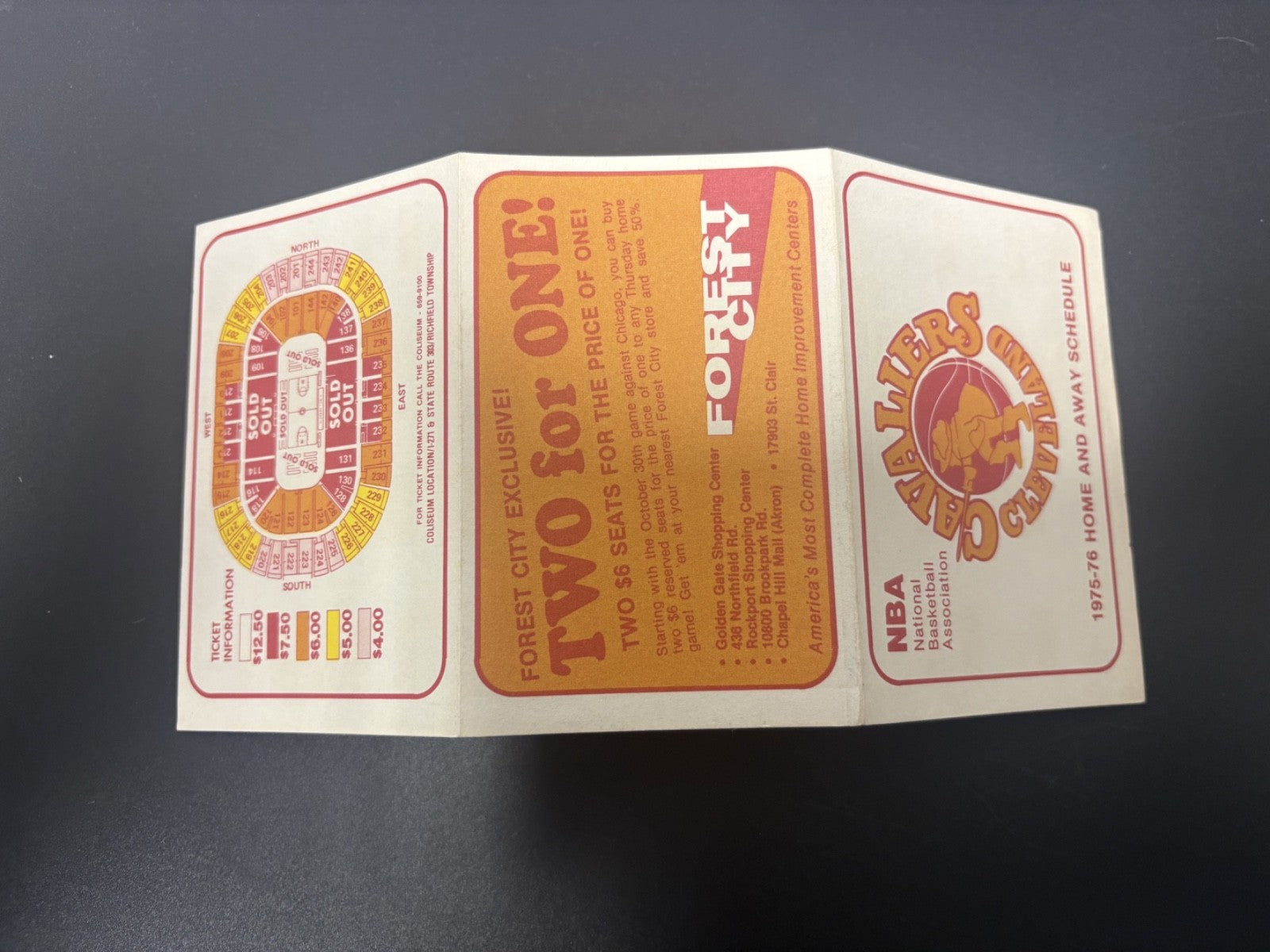 1975-1976 Cleveland Cavaliers NBA Basketball Pocket Schedule 