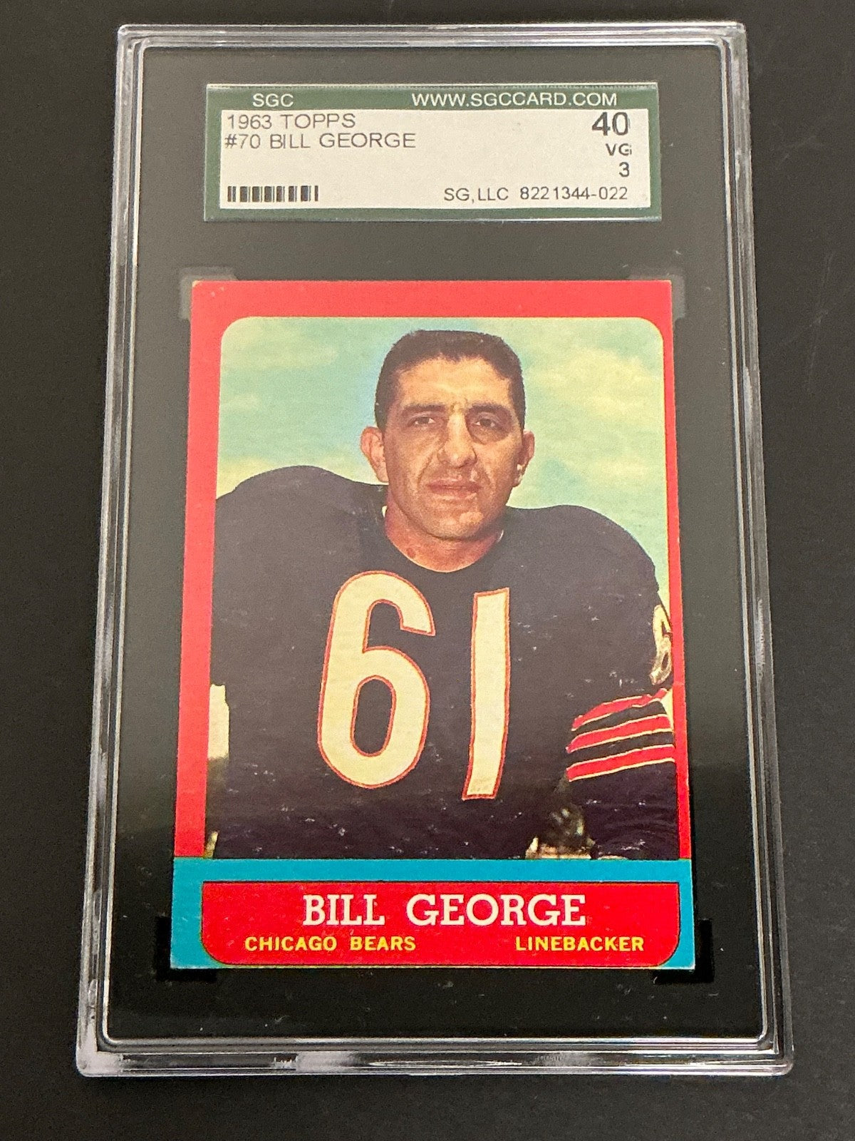 1963 Topps #70 Bill George Bears SGC 3 VG 022
