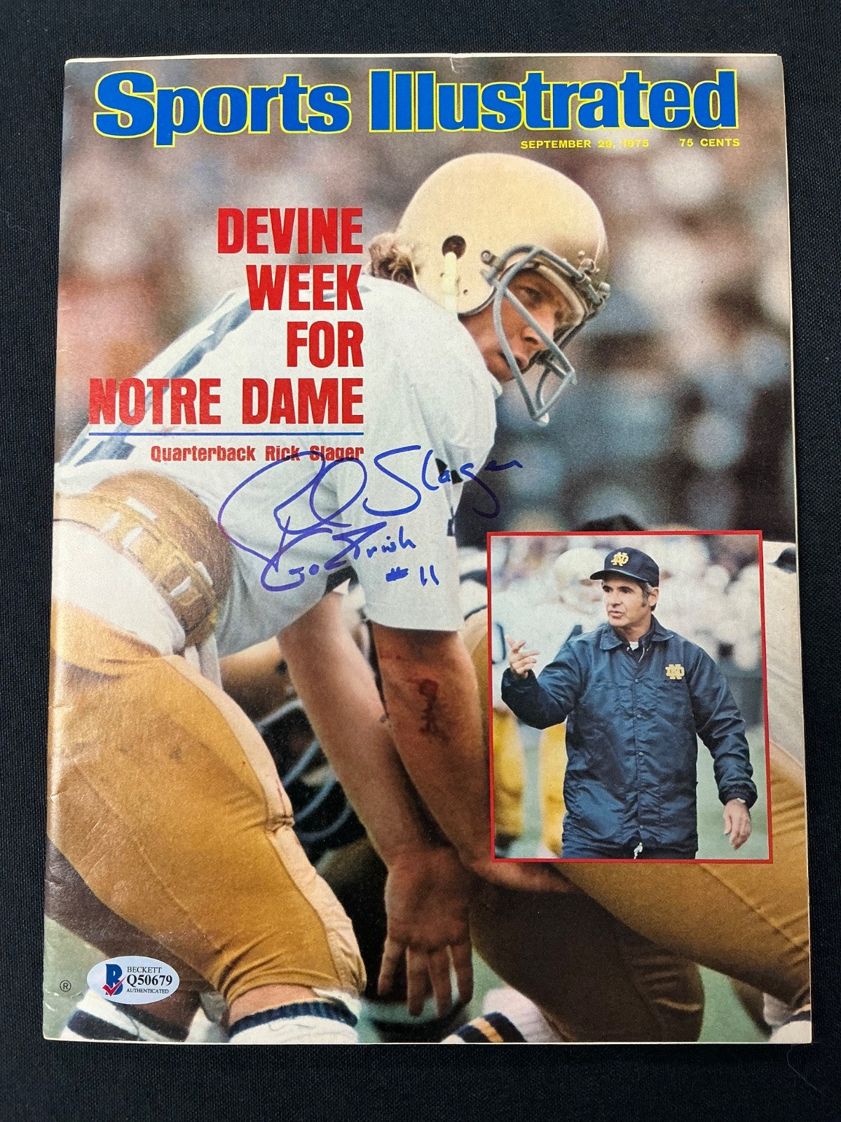 Rick Slager Notre Dame Signed Auto 1975 Sports Illustrated Magazine BAS COA 679