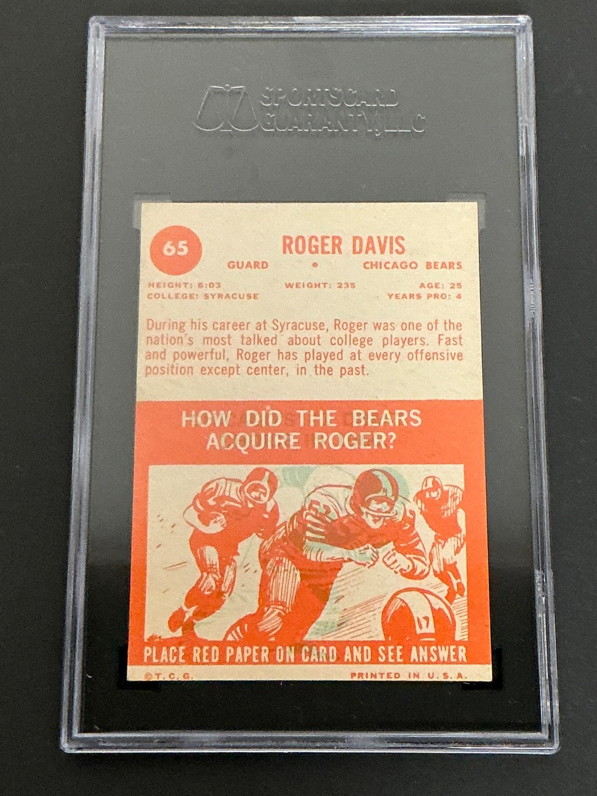 1963 Topps #65 Roger Davis Bears SGC 3 VG 021
