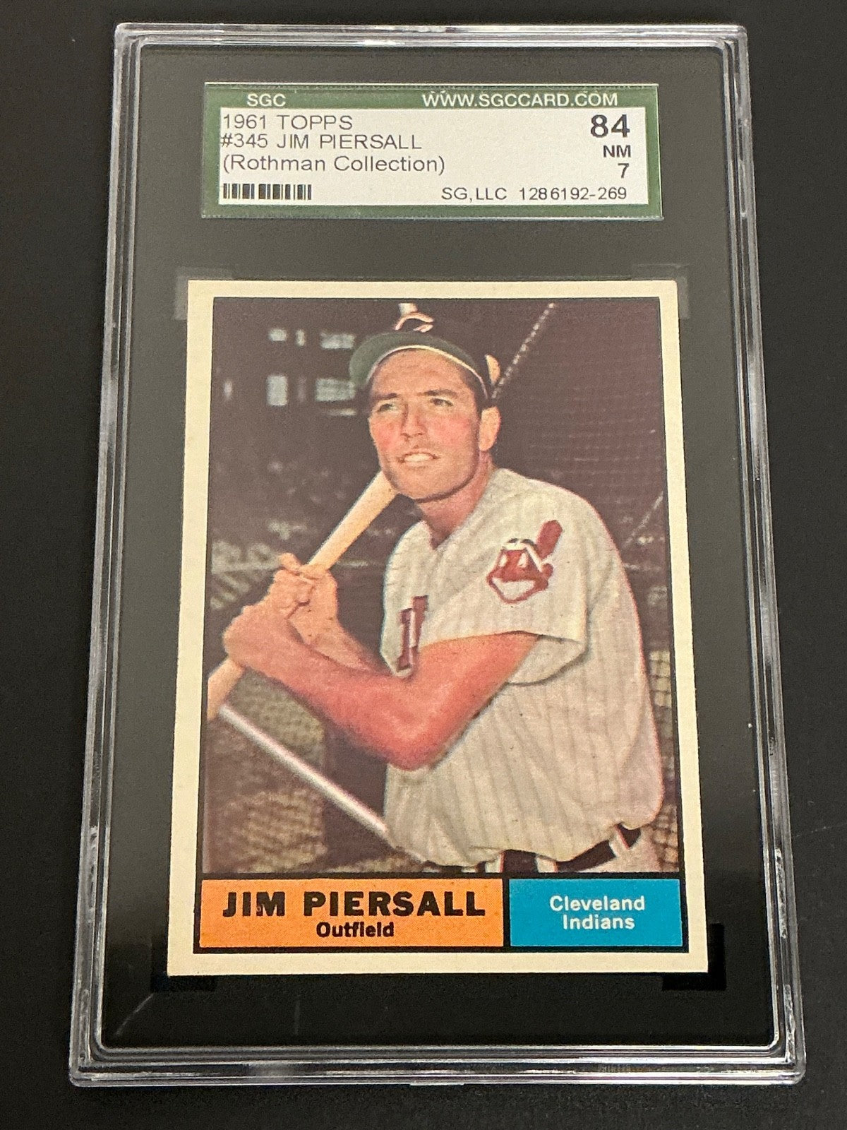 1961 Topps #345 Jim Piersall Indians (Rothman Collection) SGC 7 NM 269