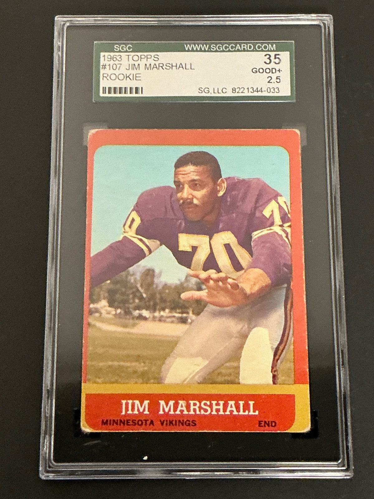 1963 Topps #107 Jim Marshall RC Vikings SGC 2.5+ GOOD+ 033