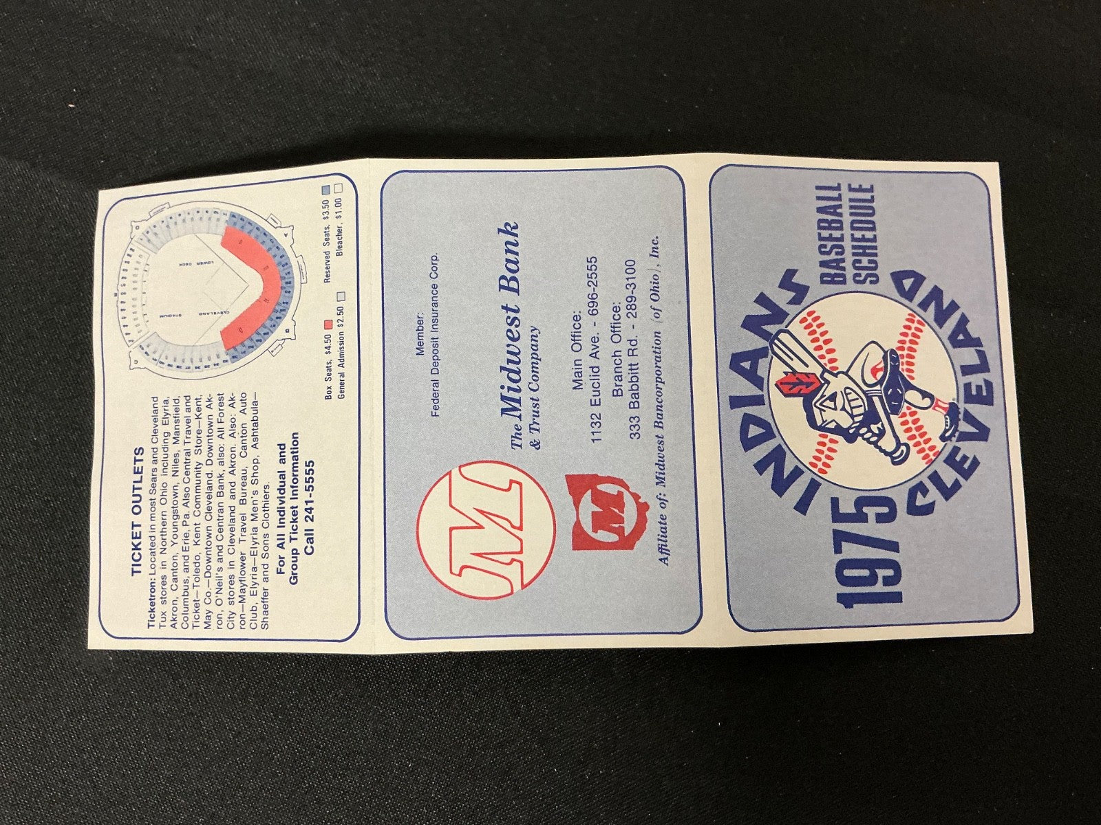 1975 Cleveland Indians Baseball Pocket Schedule 