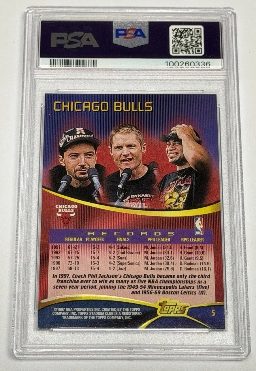 1997-98 Topps Stadium Club Chicago Bulls Team Of The 90’s #5 PSA 9 MINT 336