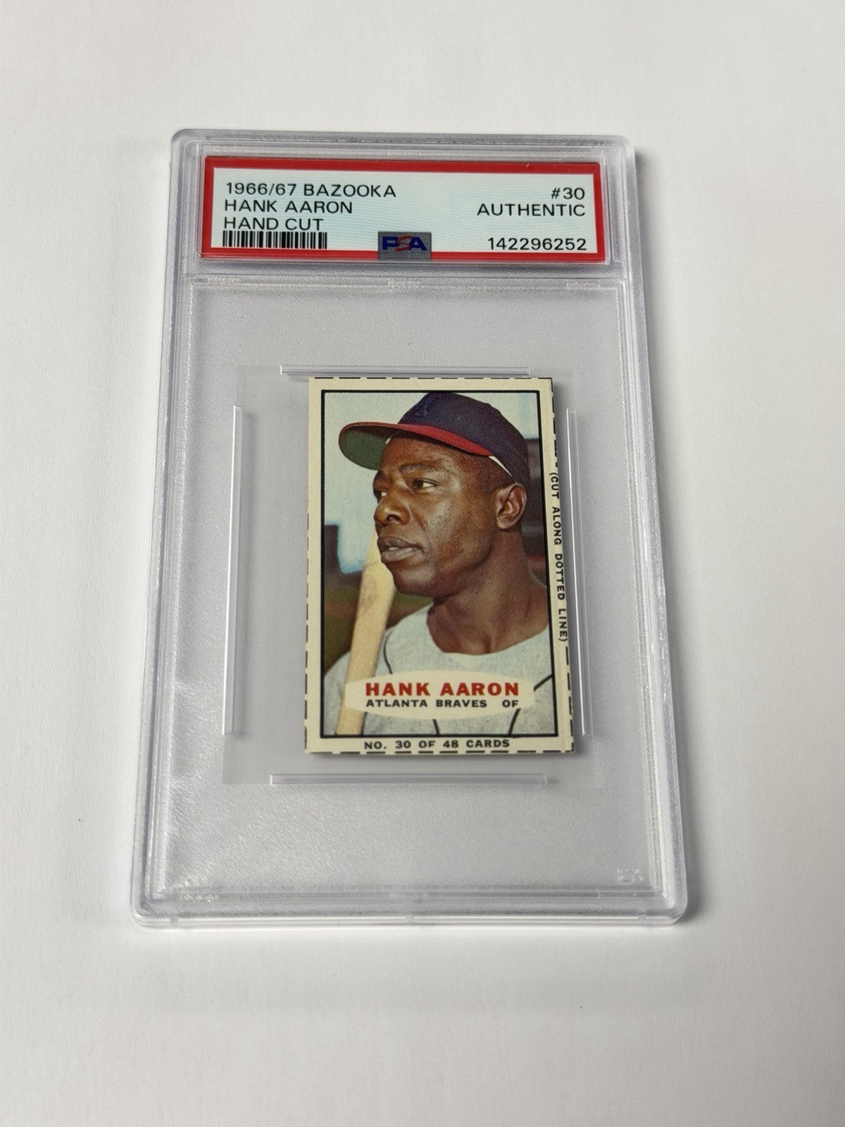 1966/67 Bazooka #30 Hank Aaron Authentic Hand Cut 252