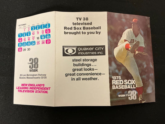 1975 Boston Red Sox Bill Lee Baseball Pocket Schedule 