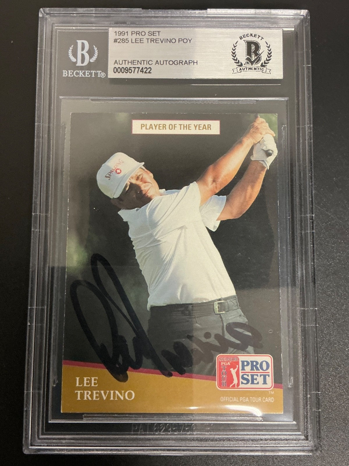 1991 Pro Set #285 Lee Trevino Signed Auto Beckett Slabbed 422