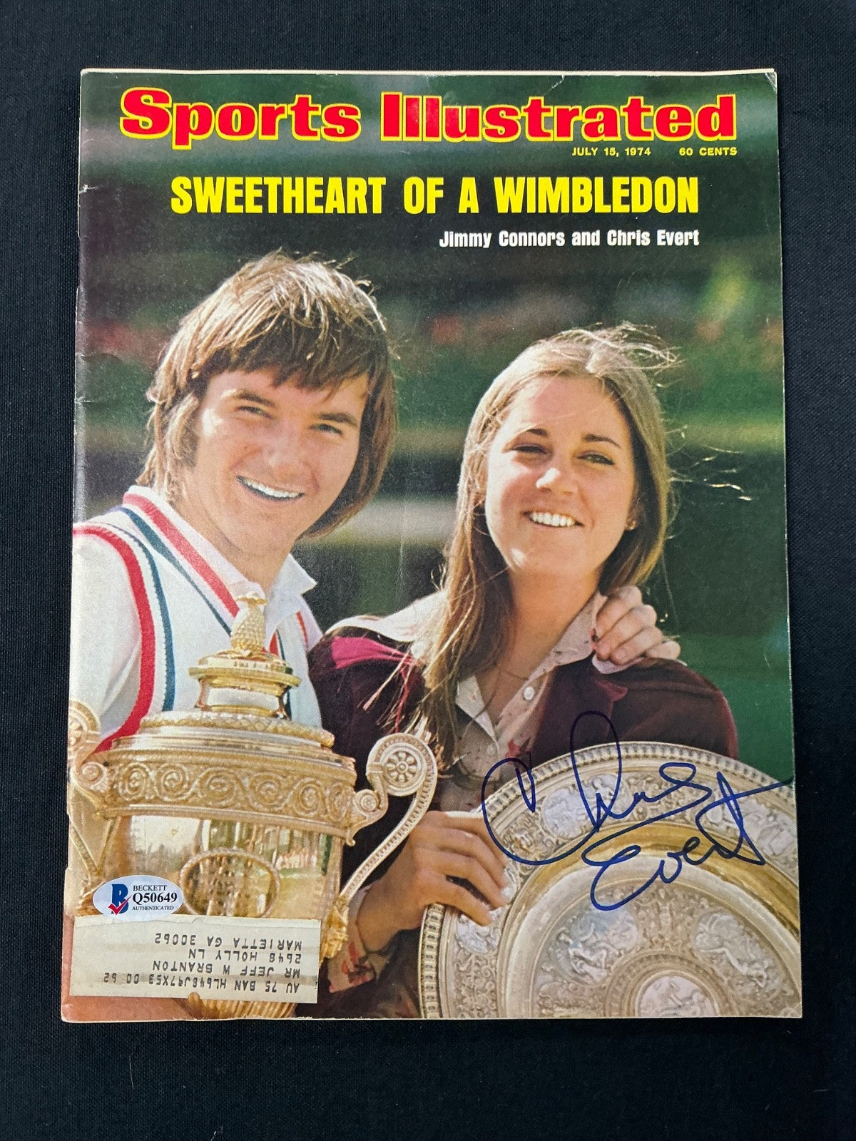 Chris Evert Signed Auto 1974 Sports Illustrated Magazine BAS COA 649