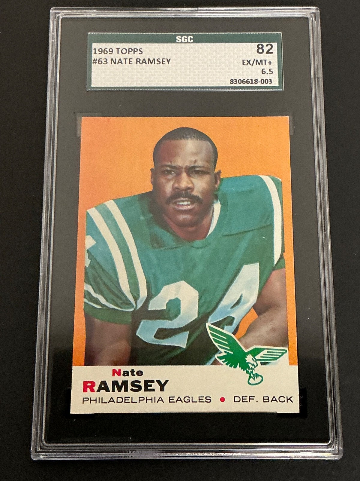 1969 Topps #63 Nate Ramsey Eagles SGC 6.5 EX/MT+ 003