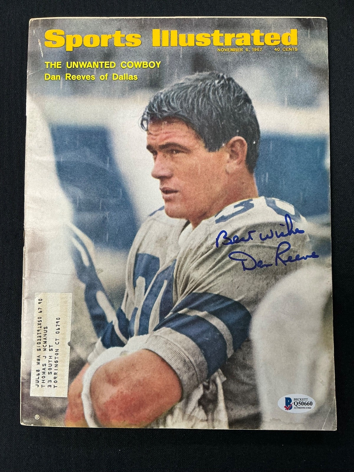 Dan Reeves Cowboys Signed Auto 1967 Sports Illustrated Magazine BAS COA 660