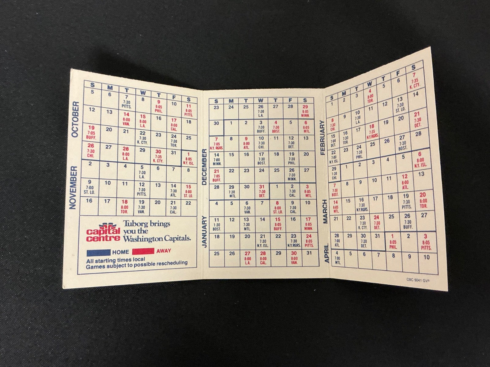 1975-1976 Washington Capitals NHL Pocket Schedule 