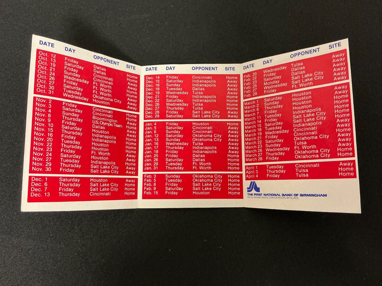 1979-1980 Birmingham Bulls SPHL Hockey Pocket Schedule 