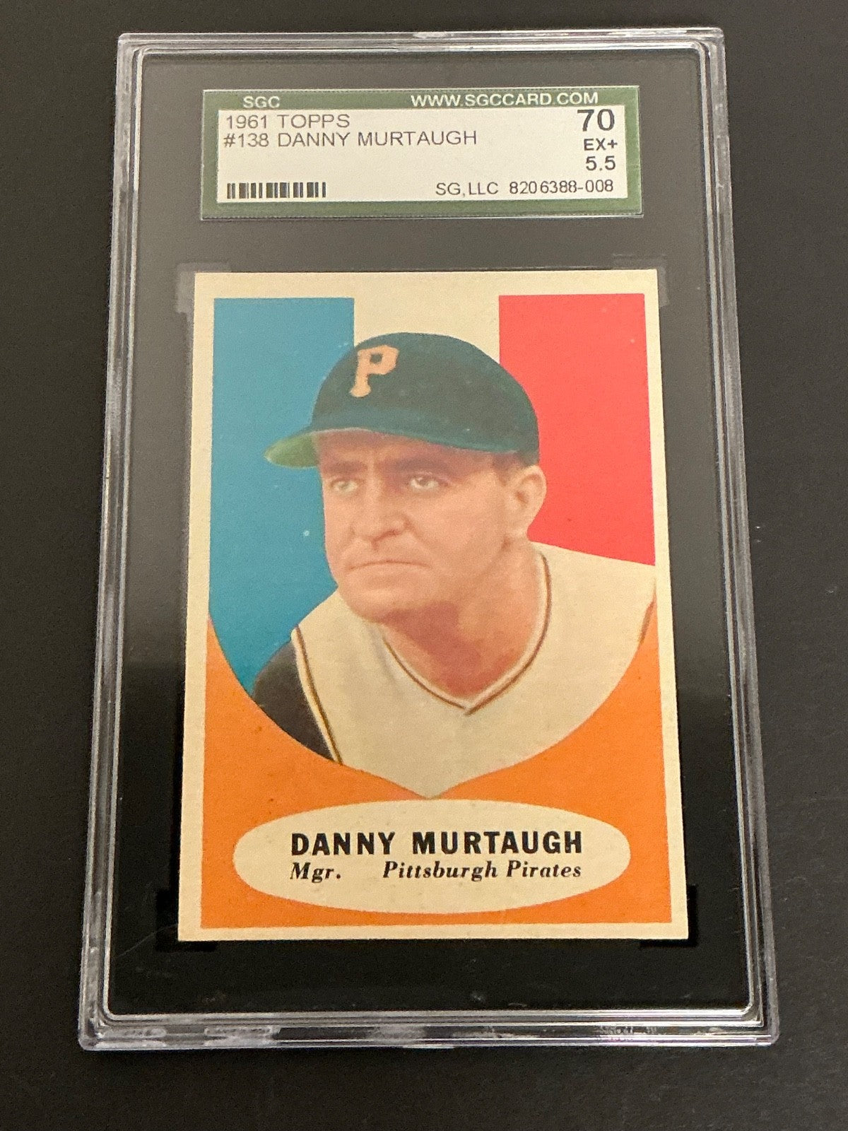1961 Topps #138 Danny Murtaugh Mgr. PiratesSGC 5.5 EX+ 008