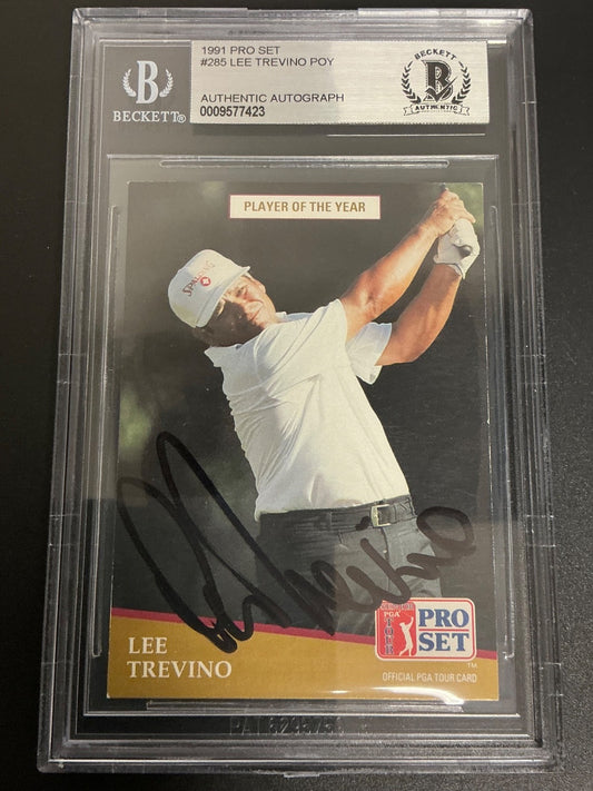 1991 Pro Set #285 Lee Trevino Signed Auto Beckett Slabbed 423