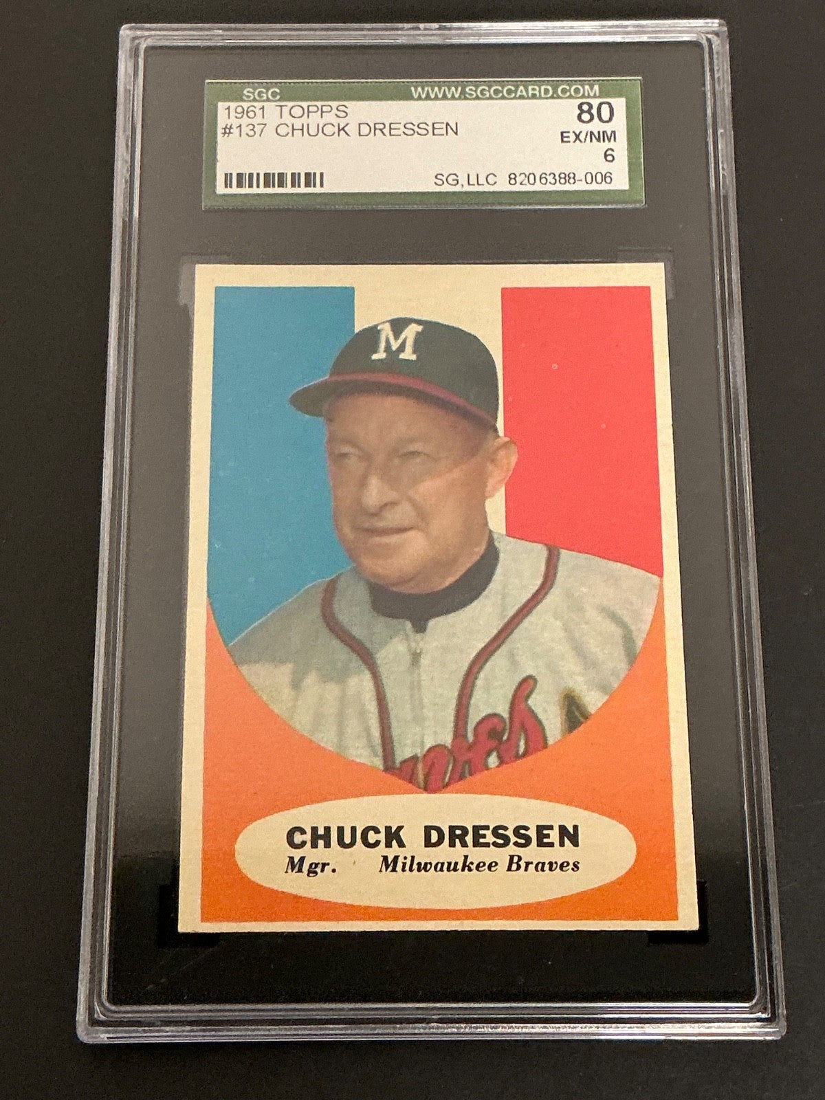 1961 Topps #137 Chuck Dresden Braves  SGC 6 EX/NM 006
