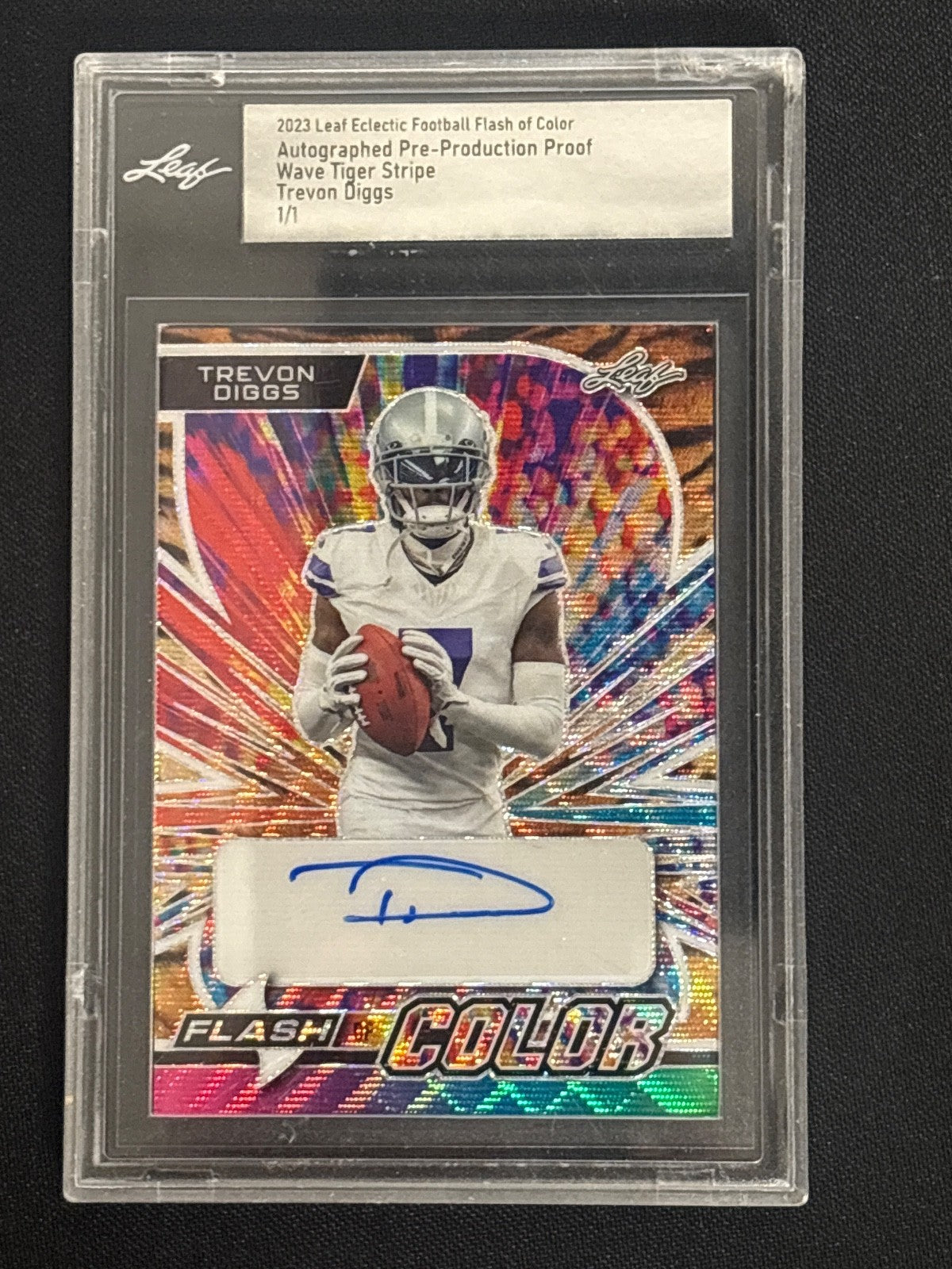 2023 Leaf Eclectic Football Flash of Color Trevon Diggs 1/1 Wave Tiger Stripe 