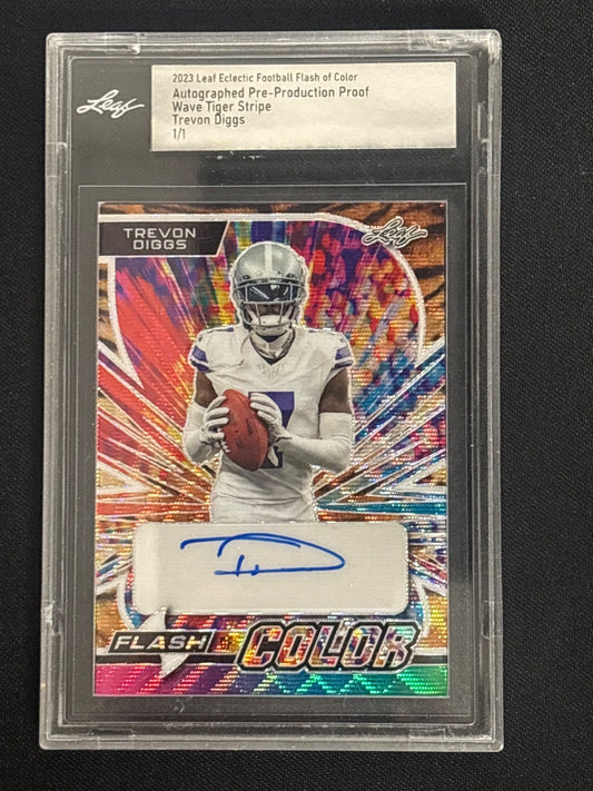 2023 Leaf Eclectic Football Flash of Color Trevon Diggs 1/1 Wave Tiger Stripe 