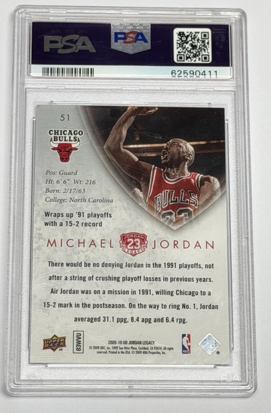 2009-10 Upper Deck Jordan Legacy Gold Michael Jordan Bulls #51 PSA 9 MINT 411