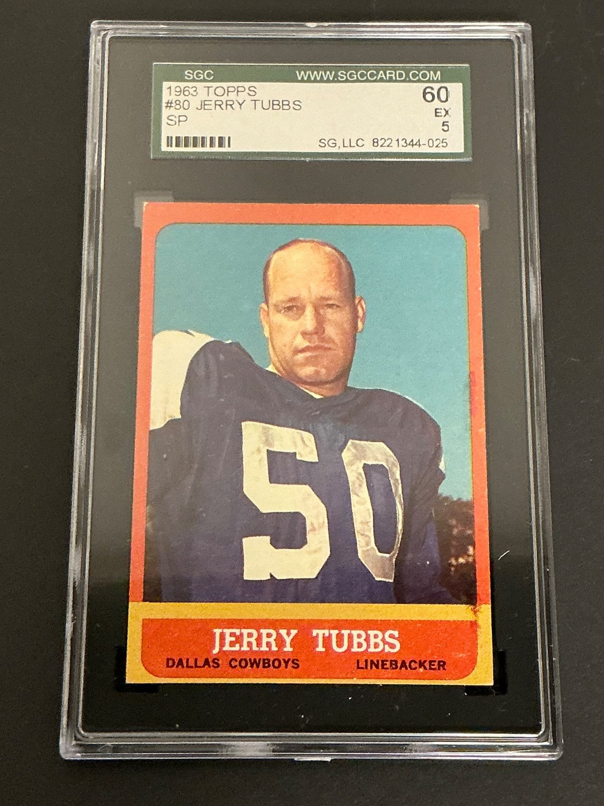 1963 Topps #80 Jerry Tubbs SP Cowboys SGC 5 EX 025