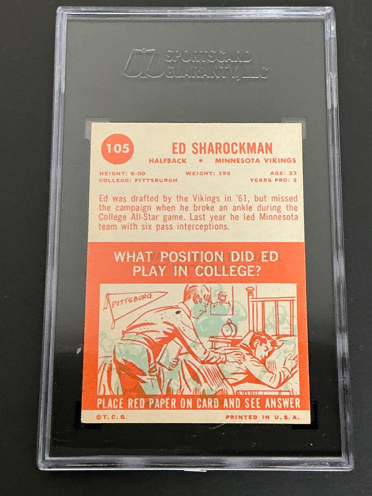 1963 Topps #105 Ed Sharockman Vikings SGC 5.5 EX+ 032