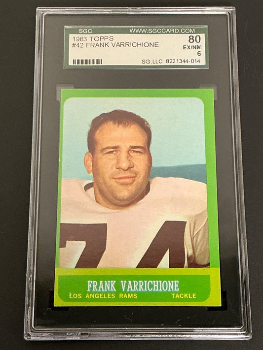 1963 Topps #42 Frank Varrichione Rams SGC 6 EX/NM 014