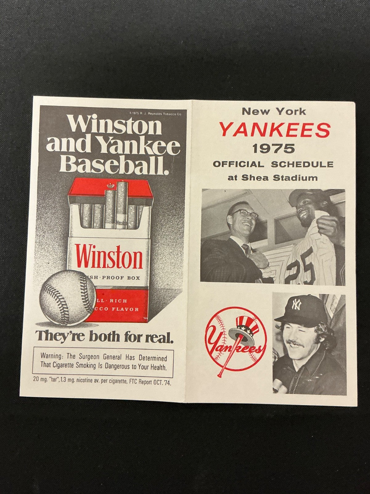 1975 Official New York Yankees Pocket Schedule at Shea Stadium