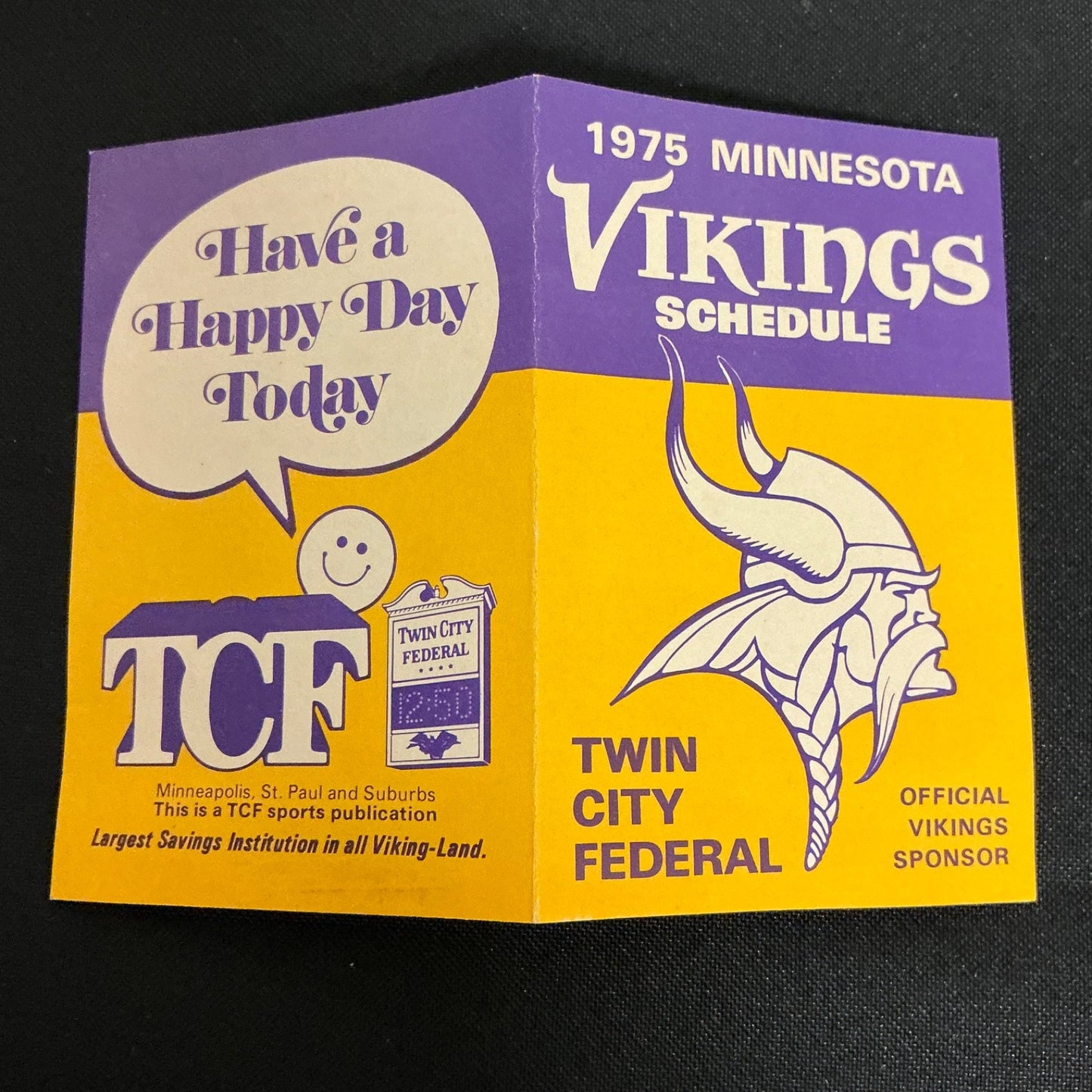 1975 Minnesota Vikings Football Pocket Schedule