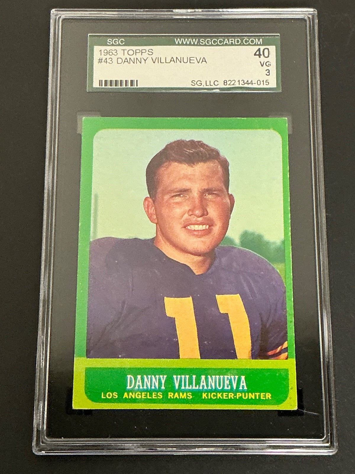 1963 Topps #43 Danny Villanueva Rams SGC 3 VG 015